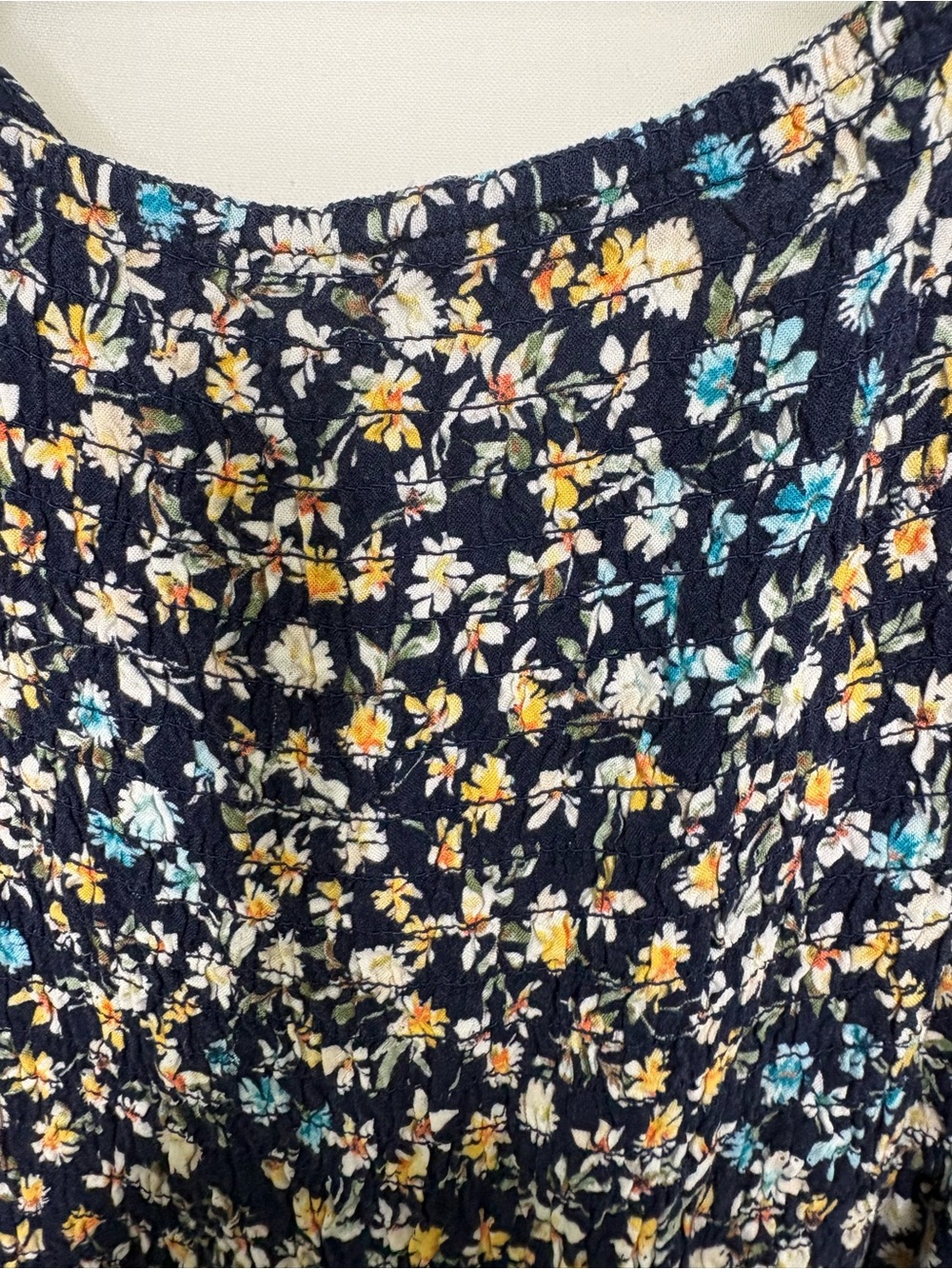 Luxology Black Floral Puff-Sleeve Jumpsuit with Blue and Cream Accents - Picture 7 of 9